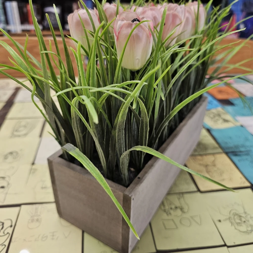 Artificial Pink Tulip Arrangement Spring Floral Centerpiece Farmhouse